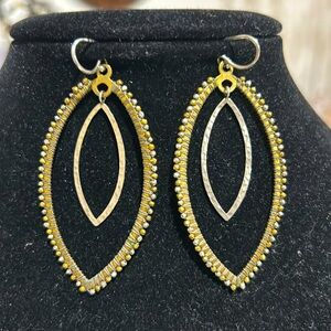 Silpada W3073 "Get Growing" Sterling & Brass Marquise Dangle Earrings